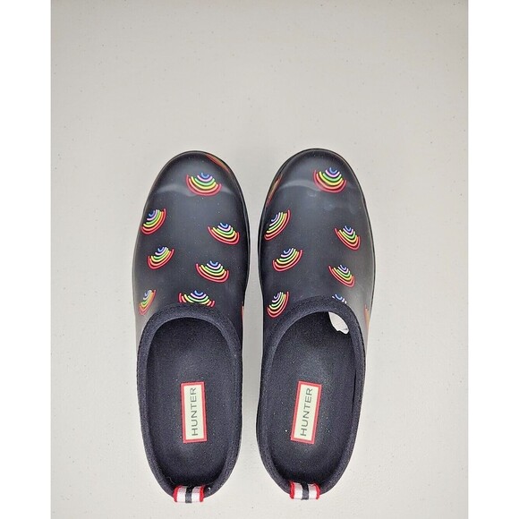 Nwb Hunter Women's Original Waterproof Play Mini Rainbow Print Clogs Size 8 - Picture 4 of 12